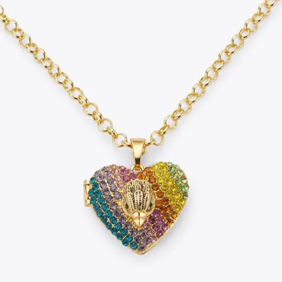 Kurt Geiger London Large Rainbow Heart Locket Necklace Colorful - Picture 1 of 7